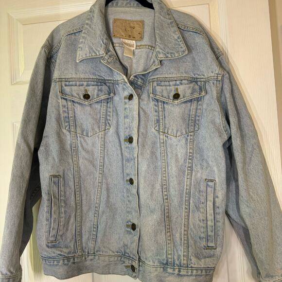 The London Jean MODA INT’L Vintage Denim Jacket Large Light Wash Oversized - Picture 2 of 9